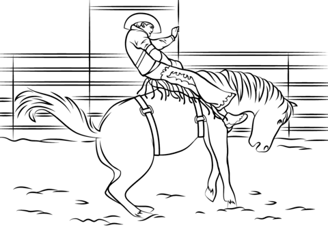 Saddle Bronc Rodeo Coloring Page